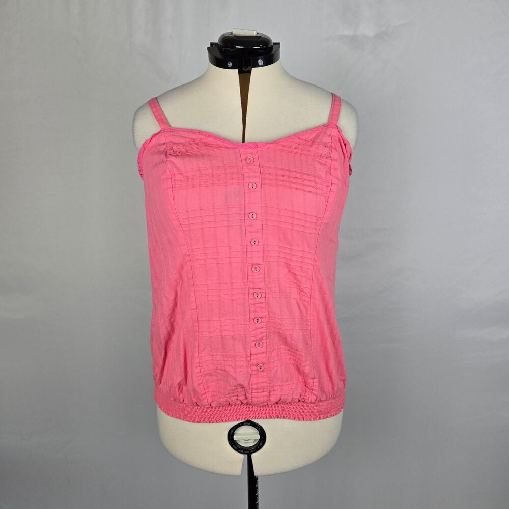 Torrid Sleeveless Blouse Women's 0X Pink Adjustable Straps Crop Button Accents